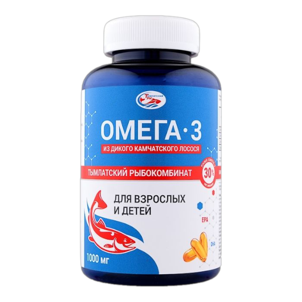Фото Омега-3 БАД из дикого камчатского лосося для взрослых и детей, 1000мг 1банка/160капсулы 